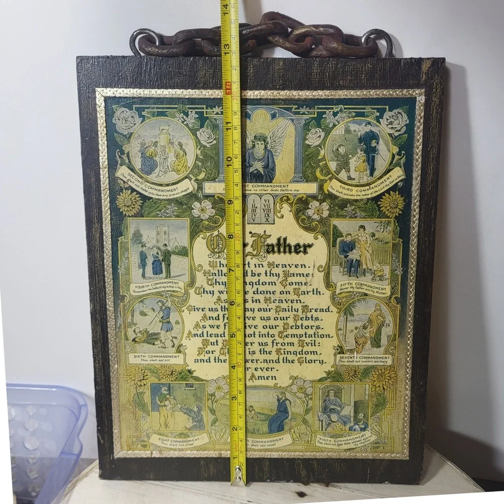 Vintage 1925 Wilson Chemical Co Tyrone PA Lords Prayer Ten Commandments Plaque
